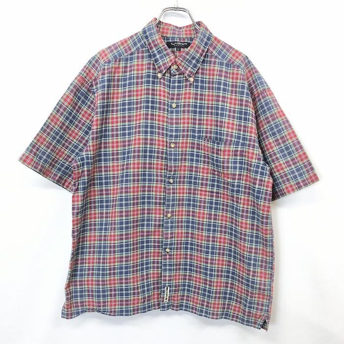 コックス COX L メンズ シャツ チェック ボタンダウン 半袖 胸ポケット
