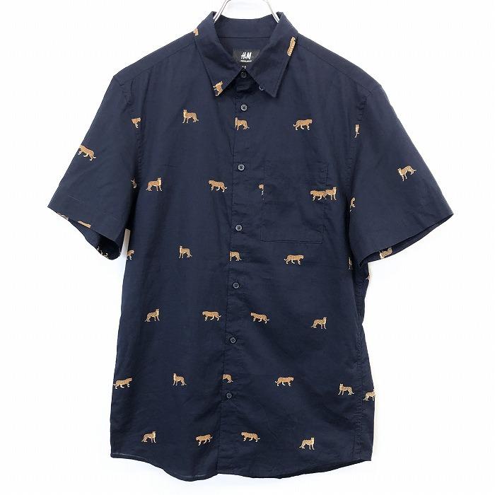 H M エイチアンドエム Xs メンズ 男性 若干薄手 シャツ 動物柄 チーター アニマル 隠しボタンダウン 半袖 綿100 コットン ネイビー 紺 Ss052 Undo Rowa ヤフー店 通販 Yahoo ショッピング
