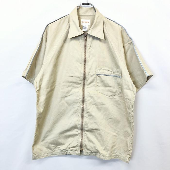 Beams ビームス M メンズ 男性 ワークシャツ シャツジャケット フルジップ ラグラン 半袖 胸ポケット 綿100 イエローベージュカーキ系 Ss Undo Rowa ヤフー店 通販 Yahoo ショッピング