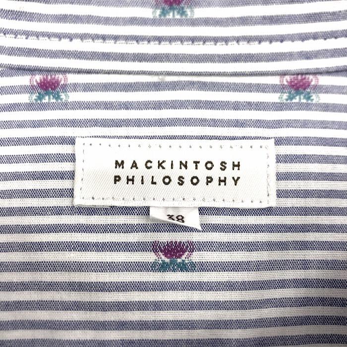 マッキントッシュ MACKINTOSH PHILOSOPHY シャツ ボーダー×花柄 半袖 綿100% 38 ネイビー×パッションピンク×グリーン 紺 メンズ｜undo-rowa｜04