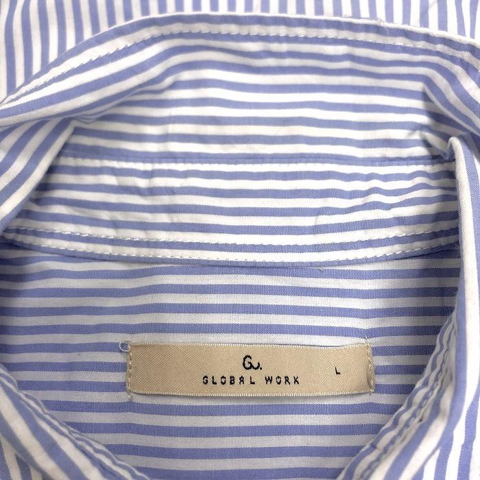 GLOBAL WORK グローバルワーク L メンズ シャツ ストライプ 半袖