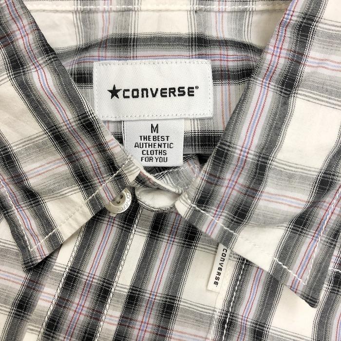 コンバース CONVERSE シャツ チェック レギュラーカラー 半袖 胸ポケット 綿100% コットン M 赤茶系×紺×黒×グレー×オフホワイト メンズ｜undo-rowa｜03