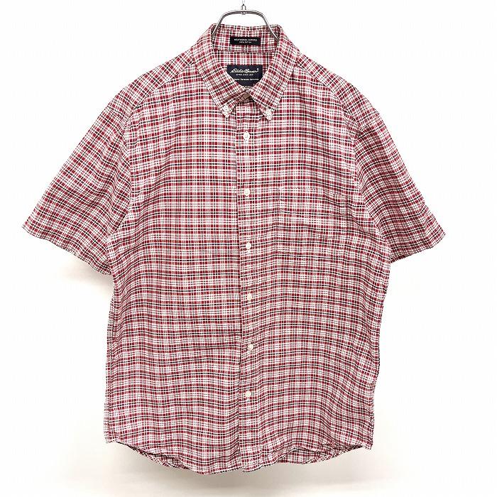 Eddie Bauer エディーバウアー シャツ チェック ボタンダウン 半袖 胸