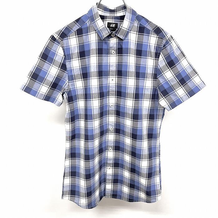 アルベロベロ　フリル付き青白チェック半袖シャツ 未使用 OLLEBOREBLA ALBEROBELLO オレボレブラ アルベロベロ