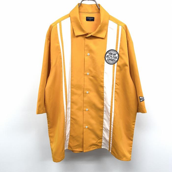 BACK NUMBER バックナンバー シャツ 5分袖 切り替えし生地 英字