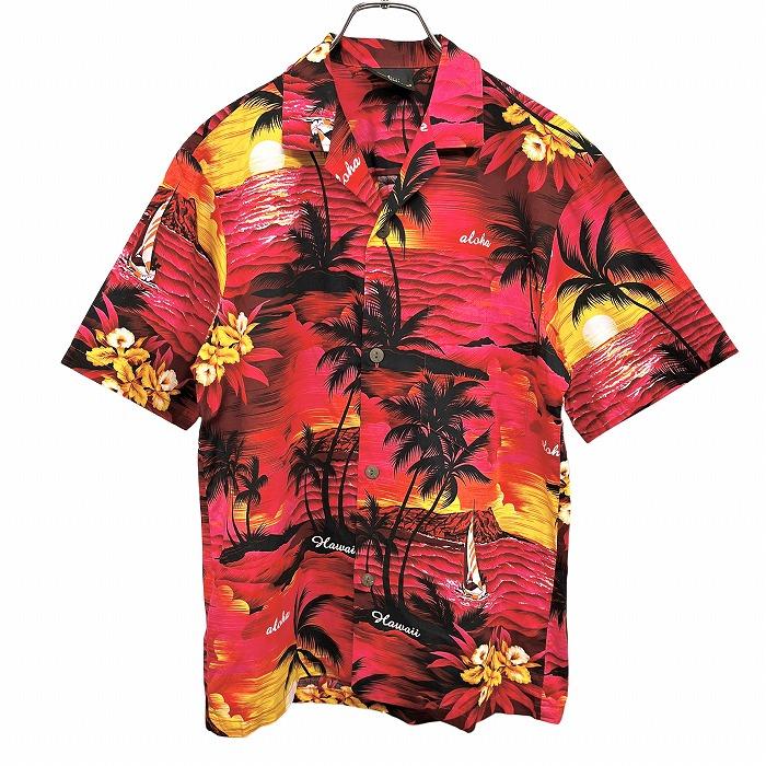 ROYAL CREATIONS HAWAII オープンカラーシャツ 開襟 アロハ柄 花 ヤシ