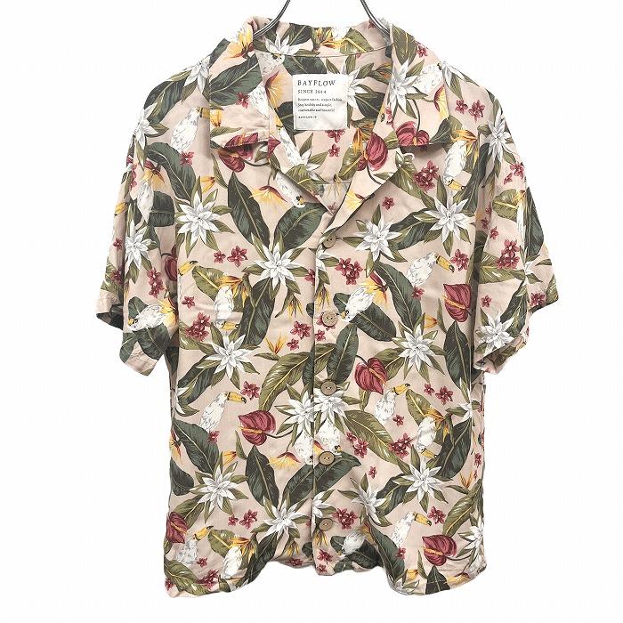 BOHEMIANS レーヨン シャツ 鳥 花 サイズ2 BOHEMIANS レーヨン シャツ 鳥 花 サイズ2