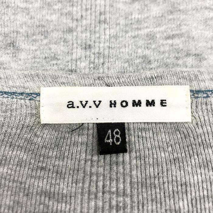 A V V Homme アーヴェヴェオム 48 メンズ 男性 カットソー Tシャツ 柔らかめの生地感 リブストライプ 7分袖 Uネック 綿100 ヘザーグレー Tl Undo Rowa ヤフー店 通販 Yahoo ショッピング