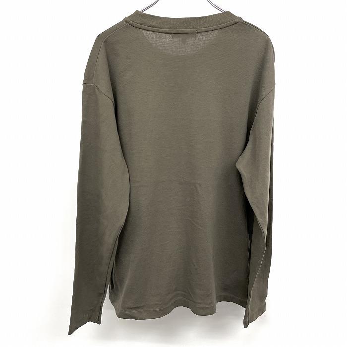 グローバルワーク GLOBAL WORK Tシャツ 一部鹿の子 切り替えし生地 無地 丸首 長袖 胸ポケット 綿100% L ヘザーグリーンカーキ系 メンズ | GLOBAL WORK | 01