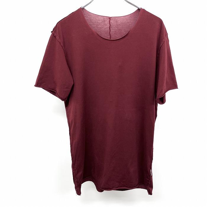 ATTACHMENT アタッチメント 2 メンズ 男性 レイヤードTシャツ カットオフ 重ね着 無地 Uネック 7分袖 日本製 綿100% ボルドー×レッド 赤系 | ATTACHMENT | 02