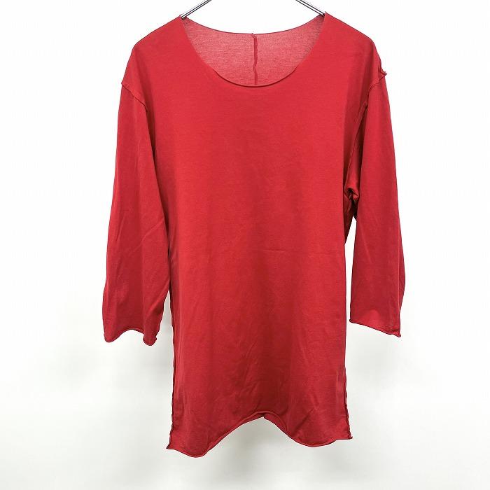 ATTACHMENT アタッチメント 2 メンズ 男性 レイヤードTシャツ カットオフ 重ね着 無地 Uネック 7分袖 日本製 綿100% ボルドー×レッド 赤系 | ATTACHMENT | 04
