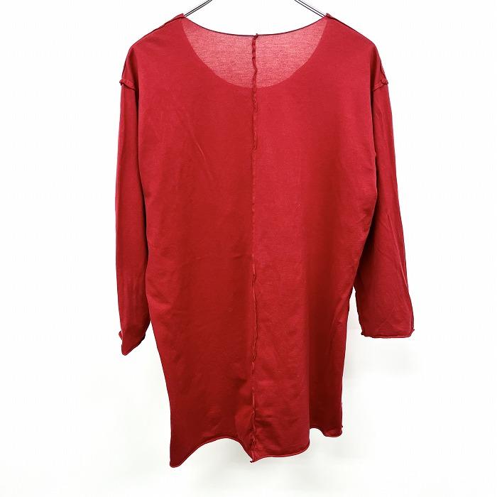 ATTACHMENT アタッチメント 2 メンズ 男性 レイヤードTシャツ カットオフ 重ね着 無地 Uネック 7分袖 日本製 綿100% ボルドー×レッド 赤系 | ATTACHMENT | 05