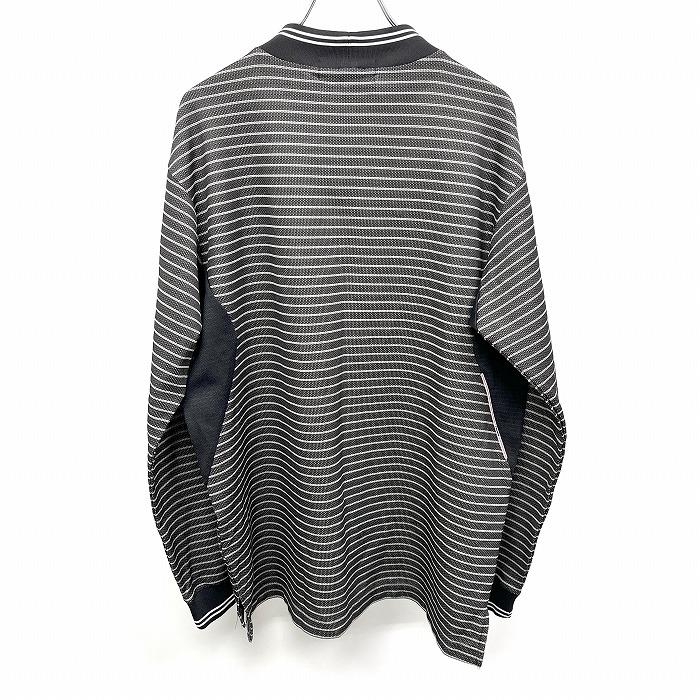 le coq sportif GOLF COLLECTION ゴルフ モックネックTシャツ ボーダー ロゴ刺繍 長袖 ポリ×毛 L ブラック×グレー×ホワイト 黒 メンズ | le coq sportif | 01