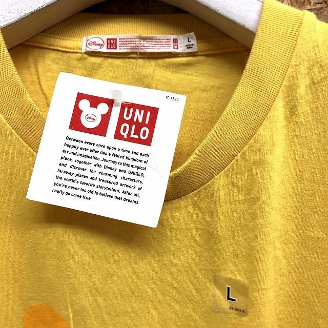 コラボ Uniqlo Disney ユニクロ ディズニー Lサイズ メンズ Tシャツ プリント ミッキーマウス カットソー 丸首 半袖 ライトイエロー Ts Undo Rowa ヤフー店 通販 Yahoo ショッピング
