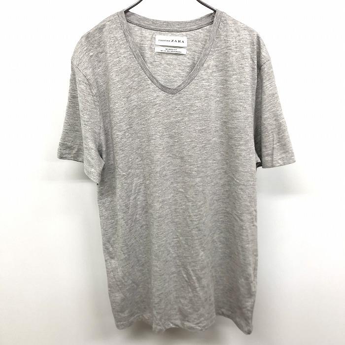 Essentials Zara ザラ Lサイズ メンズ 薄手 Tシャツ Relaxed Fit 半袖 Vネック 無地 カットソー ボックスカット ヘザーグレー 杢灰色 Ts Undo Rowa ヤフー店 通販 Yahoo ショッピング