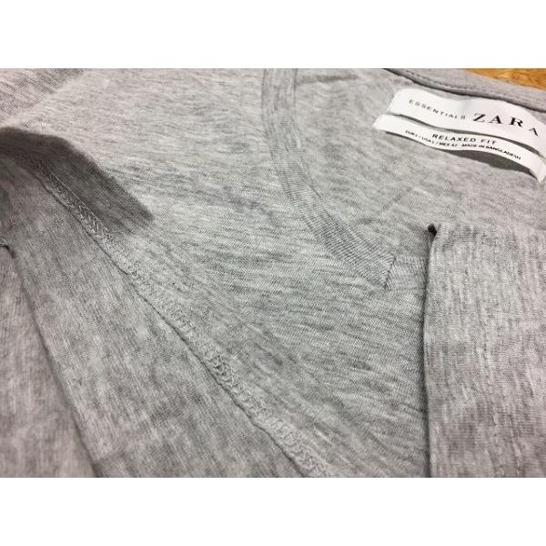 Essentials Zara ザラ Lサイズ メンズ 薄手 Tシャツ Relaxed Fit 半袖 Vネック 無地 カットソー ボックスカット ヘザーグレー 杢灰色 Ts Undo Rowa ヤフー店 通販 Yahoo ショッピング