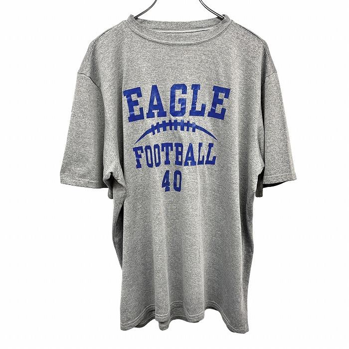 XDM Tシャツ 輸入古着 フットボール プリント 英字 文字 半袖 ショートスリーブ クルーネック カットソー 丸首 ヘザーグレー メンズ | 