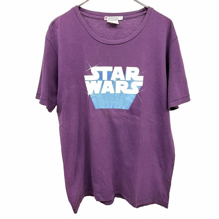 【コラボ】 UT UNIQLO × STAR WARS ユニクロ×スターウォーズ Mサイズ メンズ Tシャツ ロゴ プリント ワードマーク 丸首 半袖 綿100% 紫｜undo-rowa