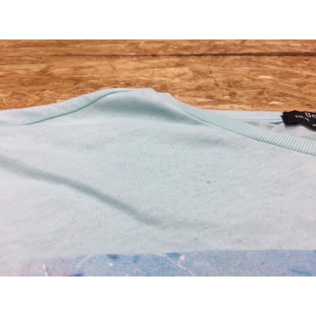 Bershka ベルシュカ Xsサイズ メンズ Tシャツ 若干薄手 ロールアップ メッセージアプリ風ビッグプリント 丸首 半袖 綿 ポリ 杢青緑 Ts025 Undo Rowa ヤフー店 通販 Yahoo ショッピング