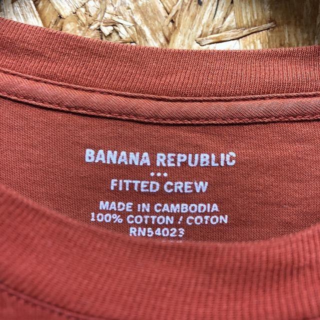 BANANA REPUBLIC バナナリパブリック Sサイズ メンズ Tシャツ ロゴ刺繍 丸首 胸ポケット カットソー 半袖 綿100% ウッドブラウン系 茶系｜undo-rowa｜02
