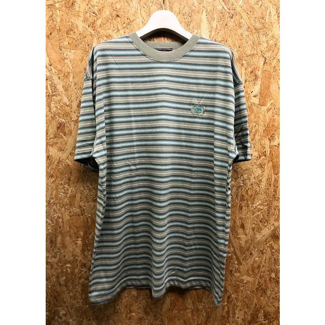 Gotcha ガッチャ M メンズ インポート古着 Tシャツ マルチボーダー ロゴ刺繍 半袖 丸首 カットソー 綿 ポリ グレージュ 水色 白 青紫 Ts Undo Rowa ヤフー店 通販 Yahoo ショッピング