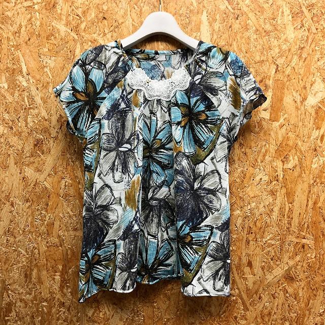 PEARLY PIO ラグランスリーブカットソー 花柄 アート柄 Tシャツ