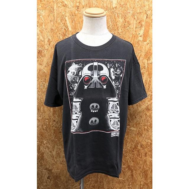 【コラボ】 ANGRY BIRDS × STARWARS アングリーバード×スターウォーズ XL メンズ インポート古着 Tシャツ ダースベイダー 半袖 黒｜undo-rowa