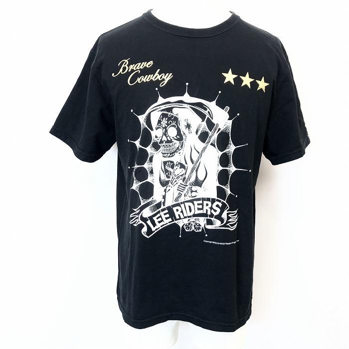 リー Lee Tシャツ スカル タトゥー風プリント 『Brave Cowboy』 Oilshock Designs オイルショックデザインズ 丸首 半袖 綿100% L 黒 メンズ | Lee