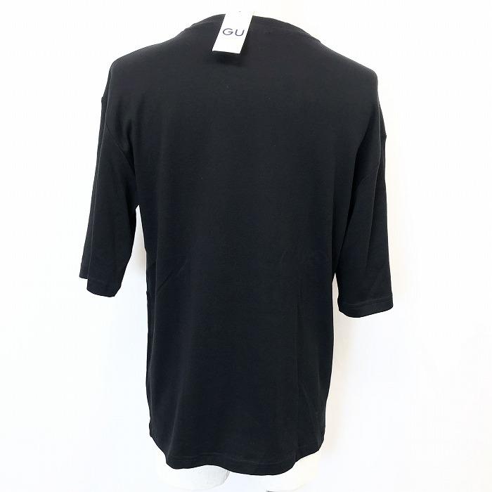 新品 Gu ジーユー M メンズ 男性 Tシャツ カットソー ストレッチ 切り返し生地 一部ワッフル生地 丸首 クルーネック 5分袖 ブラック 黒 Ts Undo Rowa ヤフー店 通販 Yahoo ショッピング