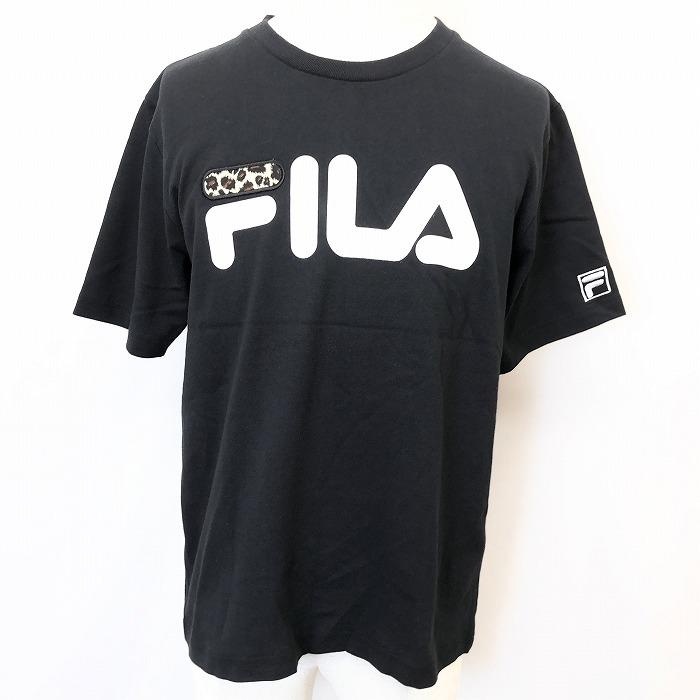 FILA フィラ Tシャツ カットソー ロゴプリント ロゴにヒョウ柄