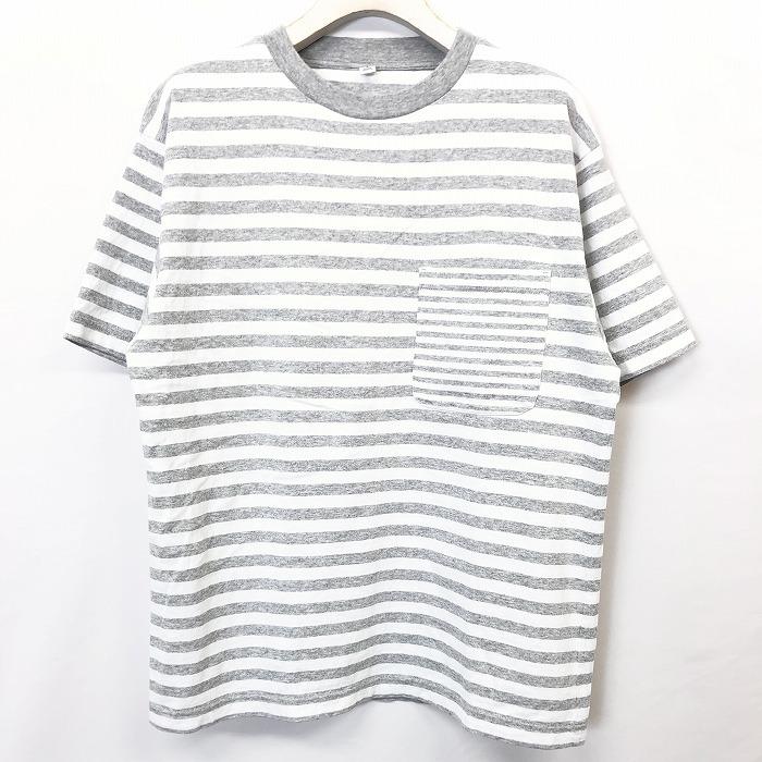 Uniqlo ユニクロ M メンズ 男性 Tシャツ カットソー ボーダー 丸首 クルーネック 半袖 胸ポケット付き 綿100 ヘザーグレー 杢灰色 Ts039 Undo Rowa ヤフー店 通販 Yahoo ショッピング