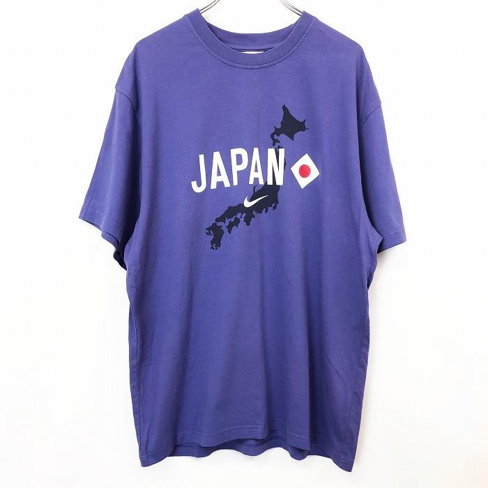 NIKE ナイキ L メンズ Tシャツ カットソー 両面プリント サッカー 日本列島 中田英寿 背番号7 半袖 綿100% ネイビー・ブルーパープル系｜undo-rowa