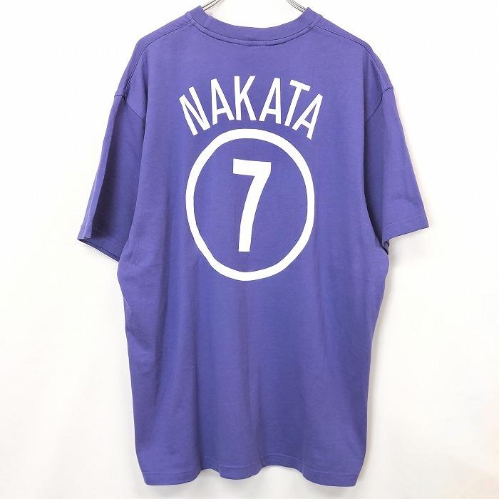 NIKE ナイキ L メンズ Tシャツ カットソー 両面プリント サッカー 日本列島 中田英寿 背番号7 半袖 綿100% ネイビー・ブルーパープル系｜undo-rowa｜02