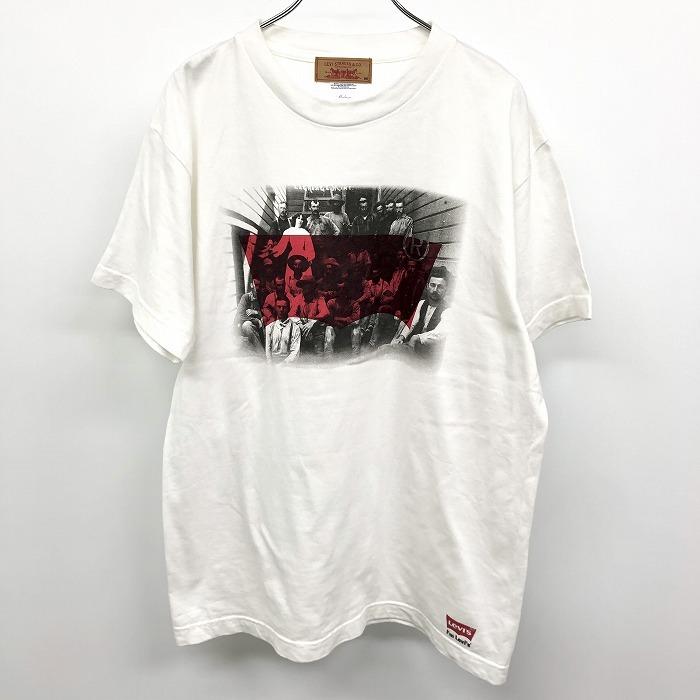 リーバイス LEVI'S Tシャツ カットソー フォトプリント ロゴ 丸首 クルーネック 半袖 ショートスリーブ M オフホワイト 白系 メンズ 男性｜undo-rowa