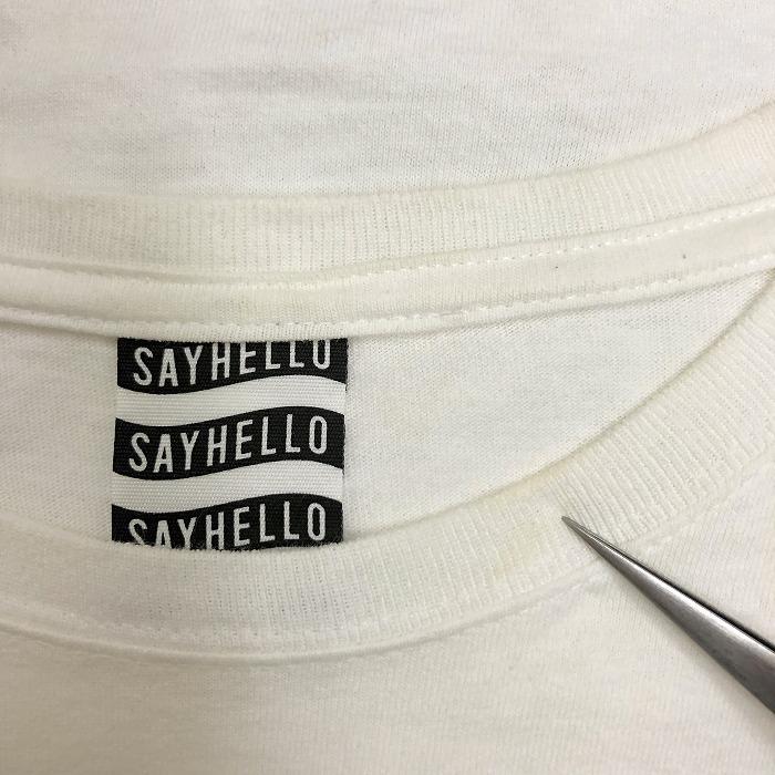 セイハロー SAYHELLO Tシャツ カットソー ロゴプリント 英字 文字 ボーダー 丸首 半袖 綿100% M ヘザーオフホワイト 杢白系 メンズ 男性 | SAYHELLO | 02