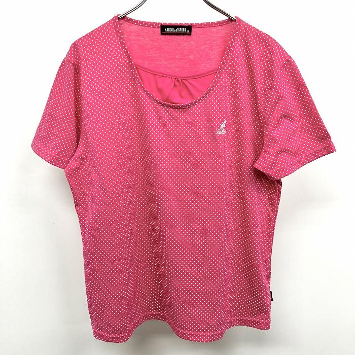 カンゴール スポーツ KANGOL SPORT Tシャツ ドット柄プリント ロゴ刺繍 半袖 ポリ×綿 LL XL ピンク×ホワイト ピンク レディース 女性 | KANGOL SPORT