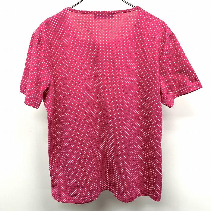 カンゴール スポーツ KANGOL SPORT Tシャツ ドット柄プリント ロゴ刺繍 半袖 ポリ×綿 LL XL ピンク×ホワイト ピンク レディース 女性 | KANGOL SPORT | 01