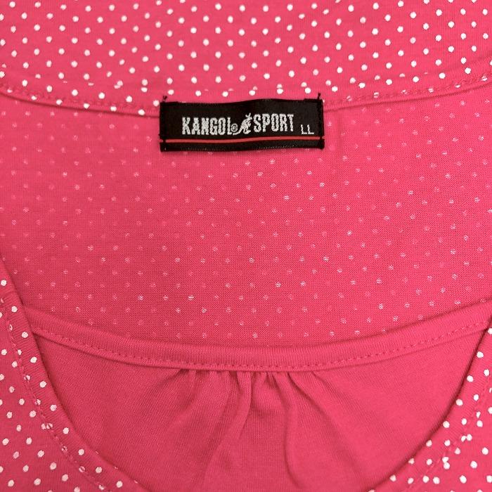 カンゴール スポーツ KANGOL SPORT Tシャツ ドット柄プリント ロゴ刺繍 半袖 ポリ×綿 LL XL ピンク×ホワイト ピンク レディース 女性 | KANGOL SPORT | 02