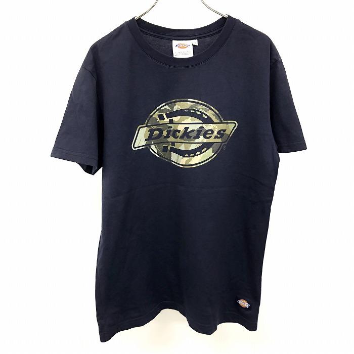 【Dickies】センターロゴ 半袖 Tシャツ グリーン / 送料無料 Dickies ディッキーズ Tシャツ 迷彩柄のロゴプリント 英字 文字