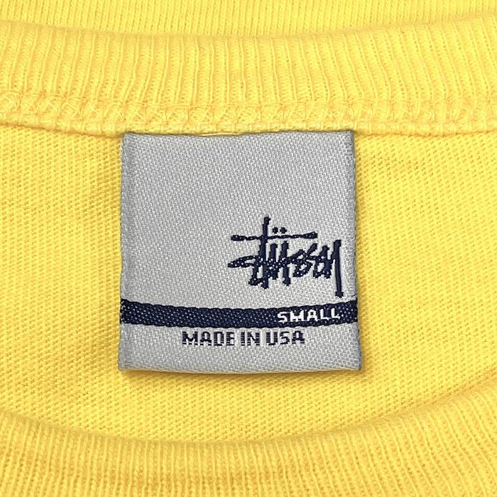 ステューシー STUSSY Tシャツ 半袖 ロゴプリント 英字 文字 丸首 クルーネック USA製 綿100% コットン100% S イエロー 黄色 キッズ 子ども｜undo-rowa｜04