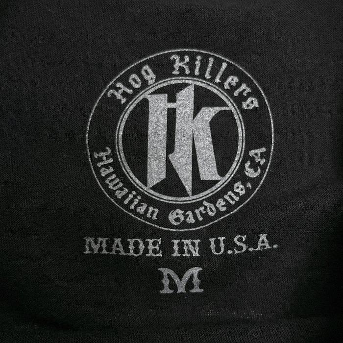 Hog Killers Tシャツ 半袖 両面プリント 英字 文字 バイカー バイクショップ 古着 USA製 カットソー 丸首 M 黒 メンズ(レディース？)｜undo-rowa｜05