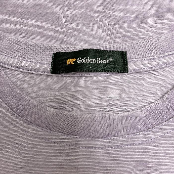 ゴールデンベア Golden Bear Tシャツ 刺繍 ロゴ クマ 熊 英字 文字 半袖 裾の両側にスリット 丸首 綿×ポリ L ヘザーパープル 杢紫 メンズ | Golden Bear | 05