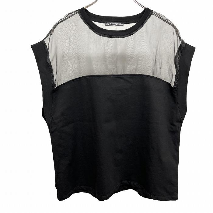 ZARA ザラ ノースリーブ シアーTシャツ 無地 カットソー バンド