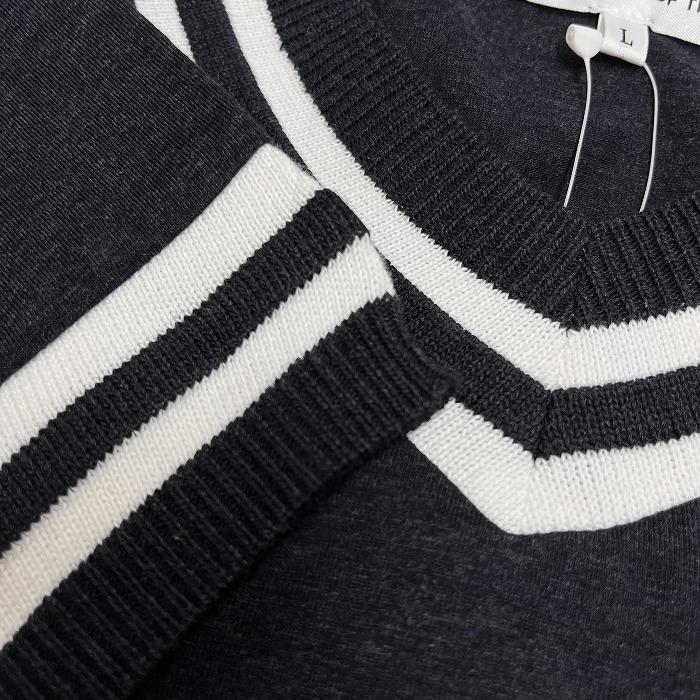 ザ・ショップ ティーケー 【新品】 Tシャツ チルデン Vネック スリムフィット 半袖 袖口リブ ポリ×綿 L ヘザーネイビー 杢紺×白 メンズ | THE SHOP TK | 02