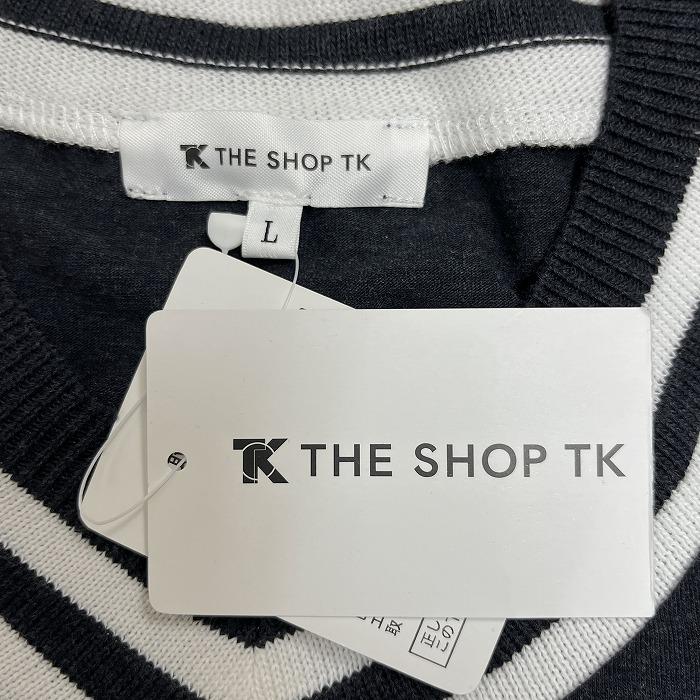 ザ・ショップ ティーケー 【新品】 Tシャツ チルデン Vネック スリムフィット 半袖 袖口リブ ポリ×綿 L ヘザーネイビー 杢紺×白 メンズ | THE SHOP TK | 03