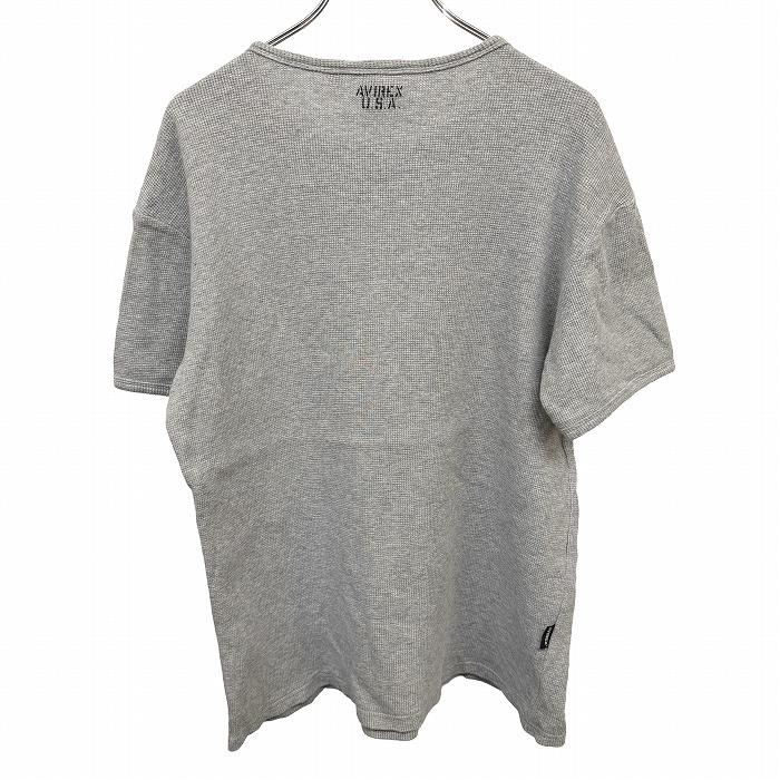 アヴィレックス AVIREX U.S.A. Tシャツ ストレッチ 背中の首元にロゴプリント 半袖 丸首 綿×ポリウレタン L ヘザーグレー メンズ | AVIREX | 01