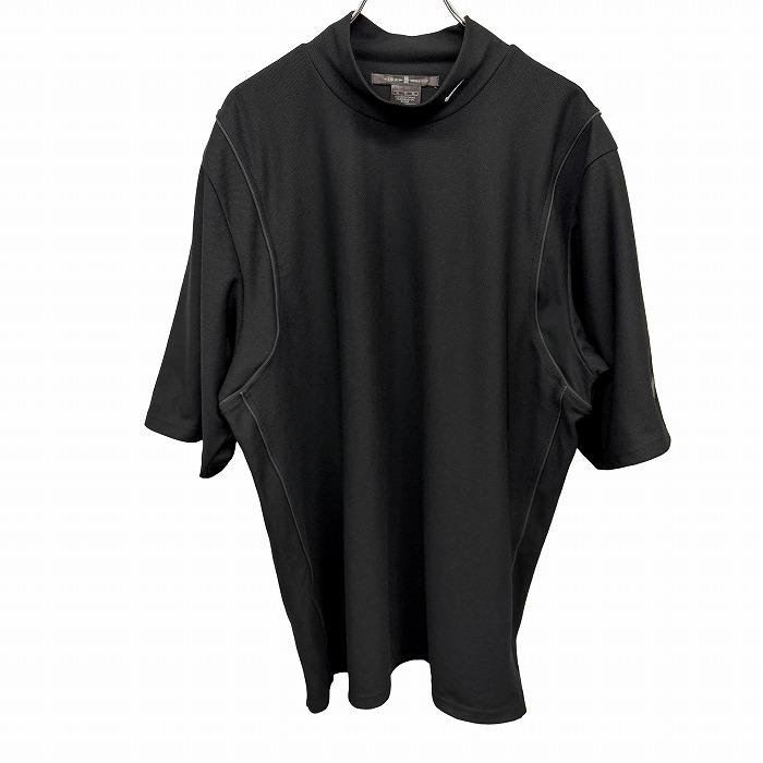 ナイキ タイガーウッズ NIKE TIGER WOODS ゴルフ 鹿の子Tシャツ モックネック 半袖 ロゴ刺繍 ポリ100% LL XL ブラック 黒 メンズ | NIKE