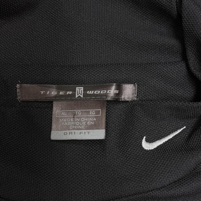 ナイキ タイガーウッズ NIKE TIGER WOODS ゴルフ 鹿の子Tシャツ モックネック 半袖 ロゴ刺繍 ポリ100% LL XL ブラック 黒 メンズ | NIKE | 04