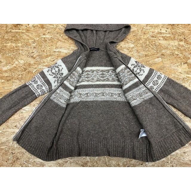 ROSE BUD ローズバッド サイズF レディース メランジニット ニットパーカー ノルディック 長袖 ダブルジップ ウール×シルク ベージュ×茶 | ROSE BUD | 01