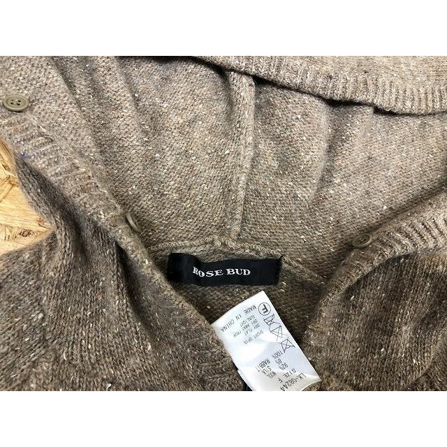 ROSE BUD ローズバッド サイズF レディース メランジニット ニットパーカー ノルディック 長袖 ダブルジップ ウール×シルク ベージュ×茶 | ROSE BUD | 04